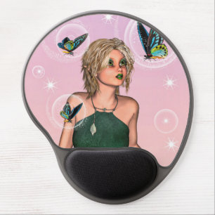 Sparkling Butterfly Fairy Fantasy Art Gel Mouse Pad