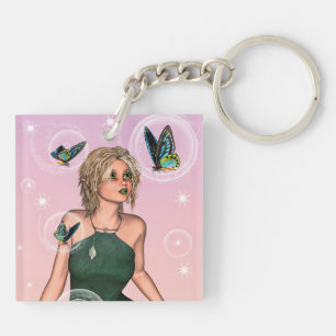 Sparkling Butterfly Fairy Fantasy Art Keychain