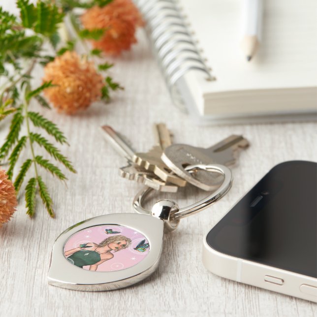 Sparkling Butterfly Fairy Fantasy Art Keychain (Side)