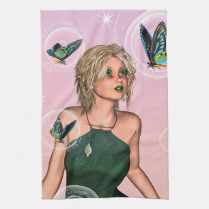 Sparkling Butterfly Fairy Fantasy Art Kitchen Towel