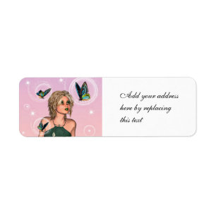 Sparkling Butterfly Fairy Fantasy Art Label