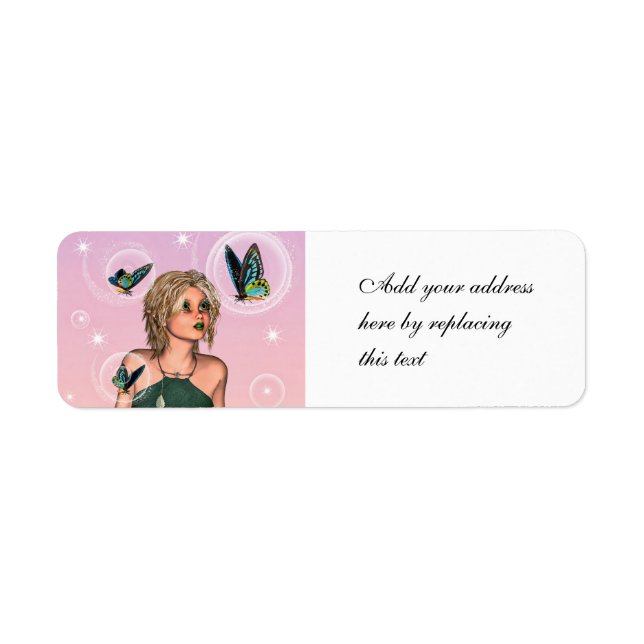 Sparkling Butterfly Fairy Fantasy Art Label (Front)