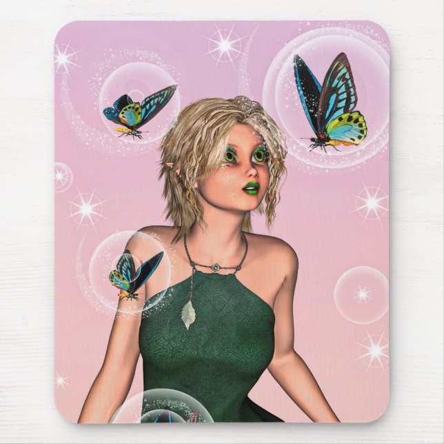 Sparkling Butterfly Fairy Fantasy Art Mouse Pad (Front)
