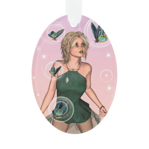 Sparkling Butterfly Fairy Fantasy Art Ornament