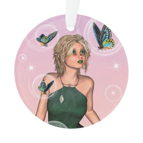 Sparkling Butterfly Fairy Fantasy Art Ornament