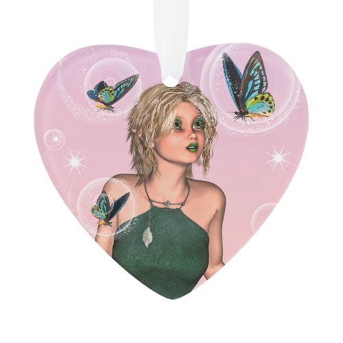Sparkling Butterfly Fairy Fantasy Art Ornament