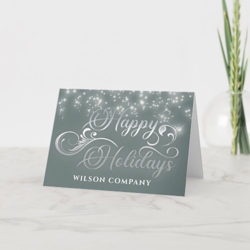 Sparkling calligraphy  happy holidays  corporate  holiday card