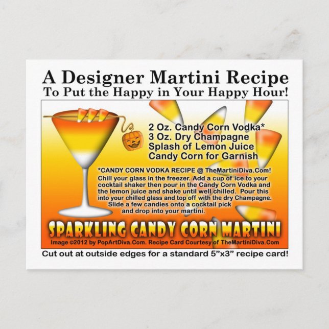 Sparkling Candy Corn Martini Recipe Postcard (Front)