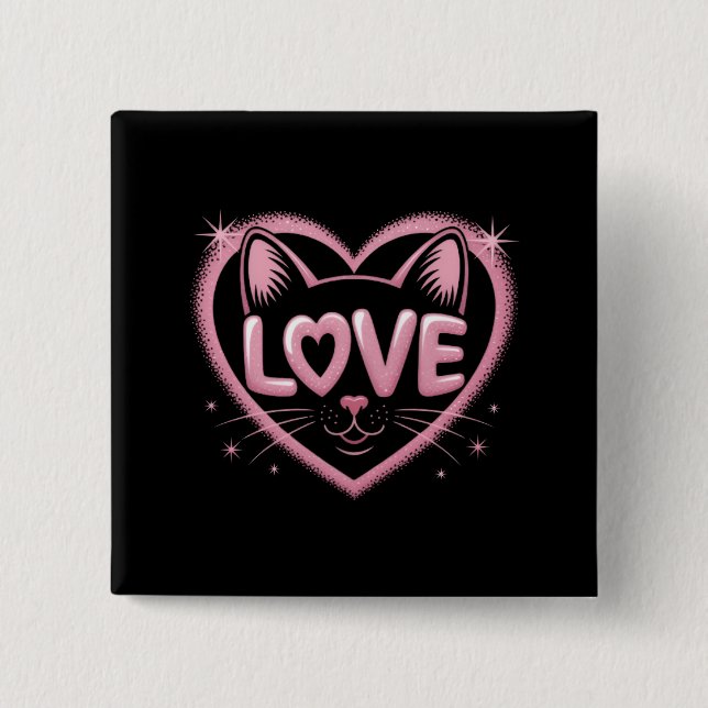 Sparkling Cat Love Button (Front)