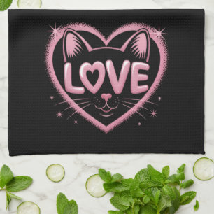 Sparkling Cat Love Kitchen Towel