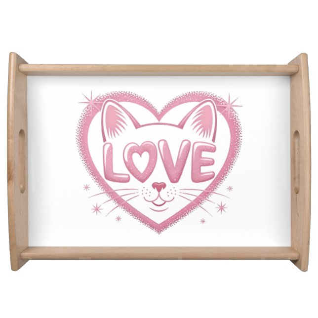 Sparkling Cat Love Serving Tray (Front)