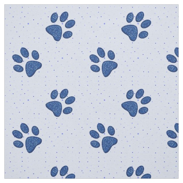 sparkling cat paw print - blue fabric (Swatch)