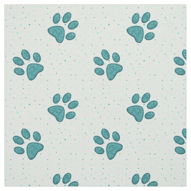 sparkling cat paw print - mint fabric (Swatch)