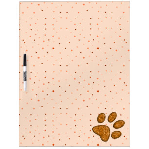 sparkling cat paw print - orange dry erase board
