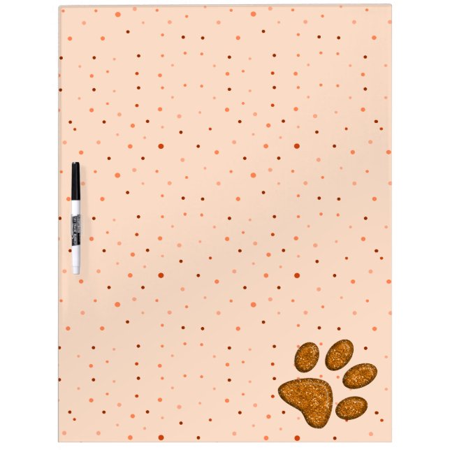 sparkling cat paw print - orange dry erase board (Front)