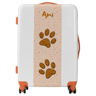 sparkling cat paw print - orange for suitecase luggage