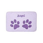 sparkling cat paw print - purple bathroom mat