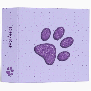 sparkling cat paw print - purple binder