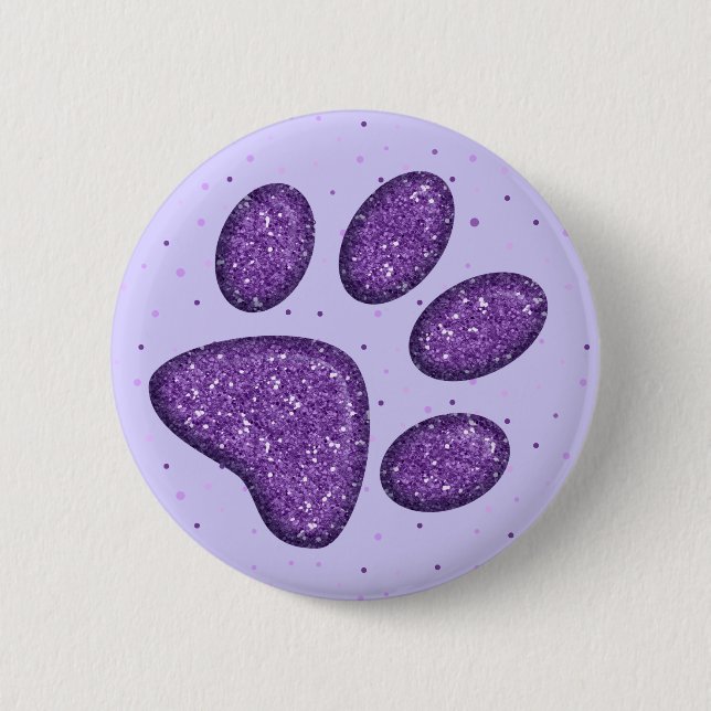 sparkling cat paw print - purple button (Front)