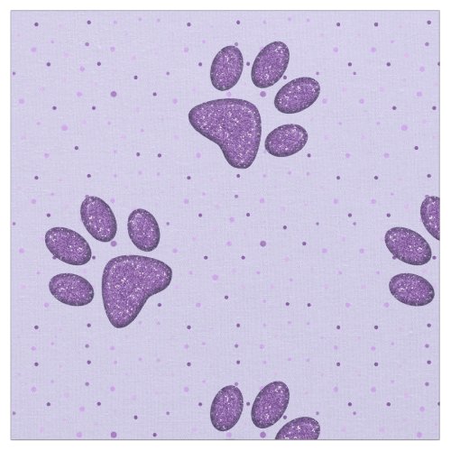 sparkling cat paw print _ purple fabric