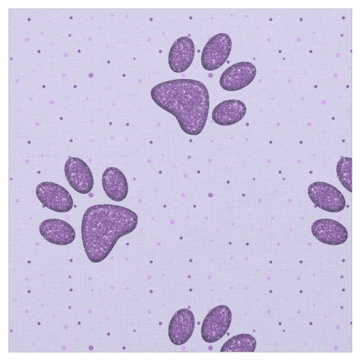 sparkling cat paw print - purple fabric