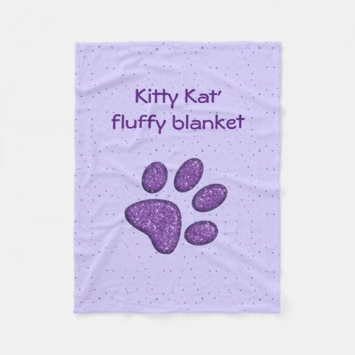 sparkling cat paw print _ purple fleece blanket