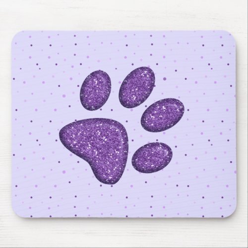 sparkling cat paw print _ purple mouse pad