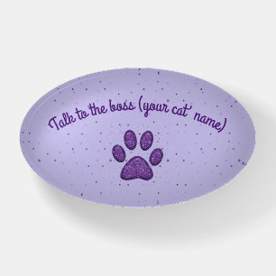 sparkling cat paw print - purple paperweight