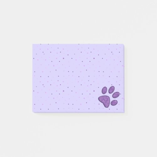 sparkling cat paw print _ purple post_it notes