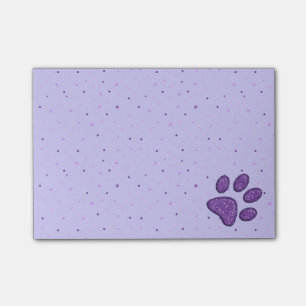 sparkling cat paw print - purple post-it notes