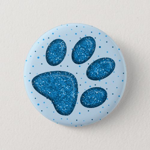 sparkling cat paw print _ sky pinback button