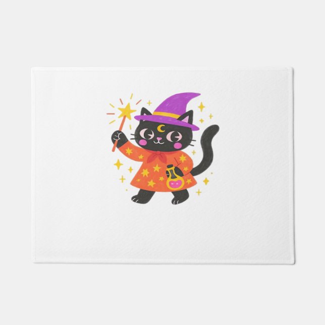 Sparkling Celestial Kitty Witch Classic T-Shirt Doormat (Front)