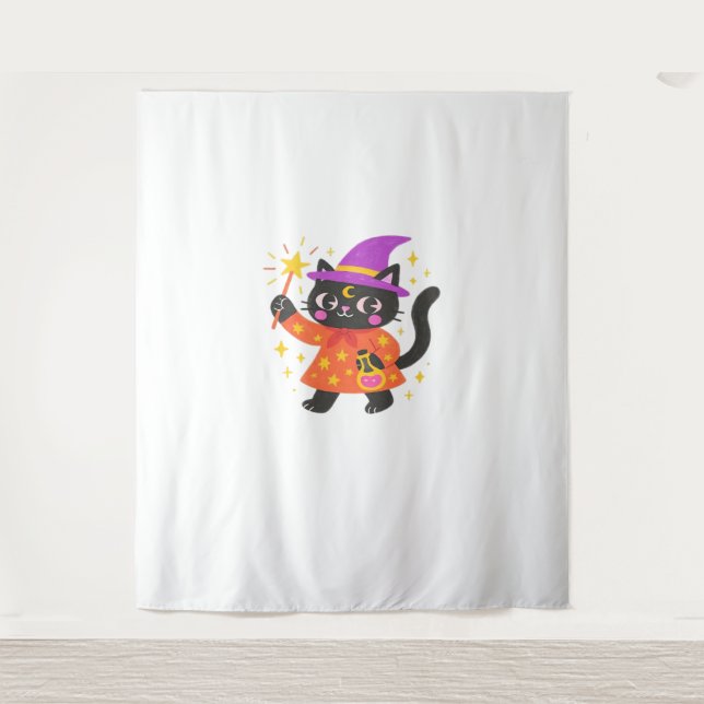 Sparkling Celestial Kitty Witch Classic T-Shirt Tapestry (Front)
