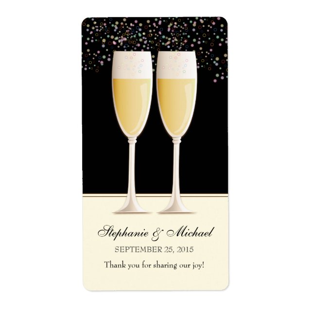 Sparkling Champagne Wedding Favor Wine Labels (Front)