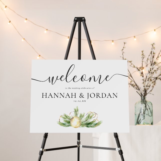 Sparkling Cheer Greenery | Wedding Welcome Foam Board (In Situ (Stand))