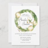 Sparkling Cheer Greenery Wreath Wedding Invitation (Front)