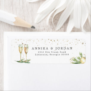Sparkling Cheer Winter Greenery Wedding Address Label