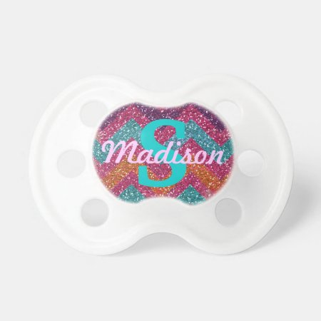 Sparkling Chevron Personalized Baby Girl Pacifier