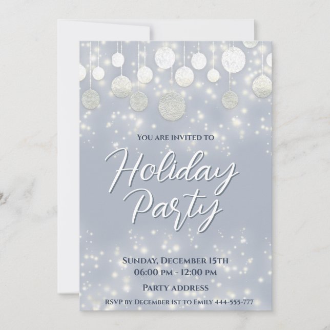 Sparkling Christmas balls  holiday corporate party Invitation (Front)