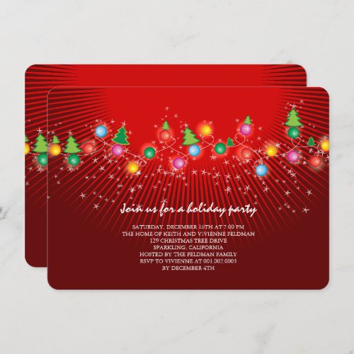 Sparkling Christmas Lights Holiday Party Invite