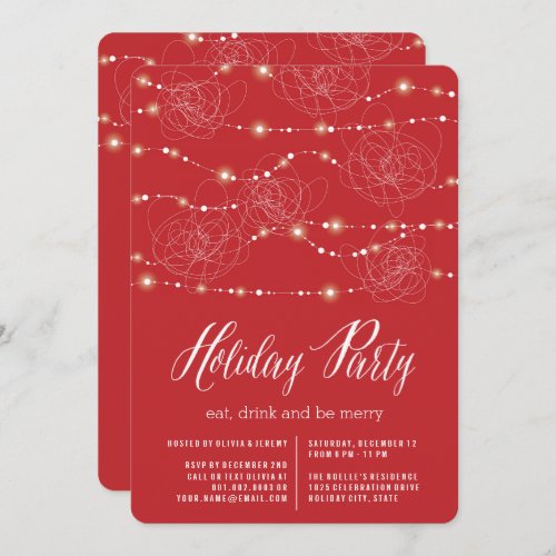 Sparkling Christmas Lights Holiday Party Invite