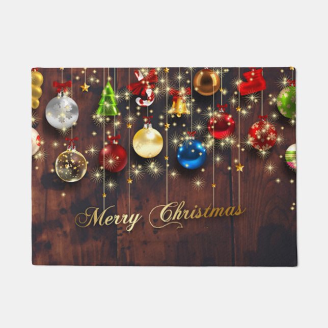 Sparkling Christmas Ornament & snowflakes Doormat (Front)