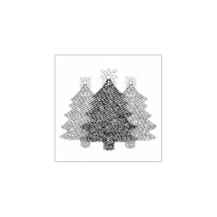 Sparkling Christmas tree silhouette Rubber Stamp