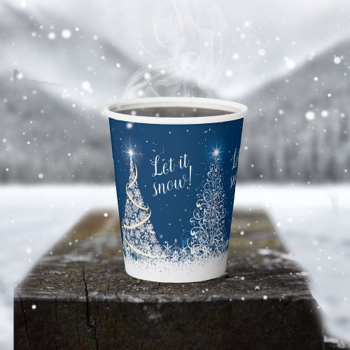 Sparkling Christmas Trees Blue ID843 Paper Cups