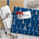 Sparkling Christmas Trees Pattern Blue ID844 Wrapping Paper<br><div class="desc">Beautiful stylized Christmas trees in various styles and sizes sparkle with light in this wrapping paper design with a Prussian blue and white color palette. Search ID844 to see additional products with this design.</div>
