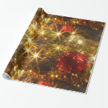 Sparkling Christmas Wrapping Paper<br><div class="desc">Glamorous Christmas wrapping paper with red and golden Christmas baubles,  sparkling lights,  tinsel and Christmas tree branches (seamless tile)</div>