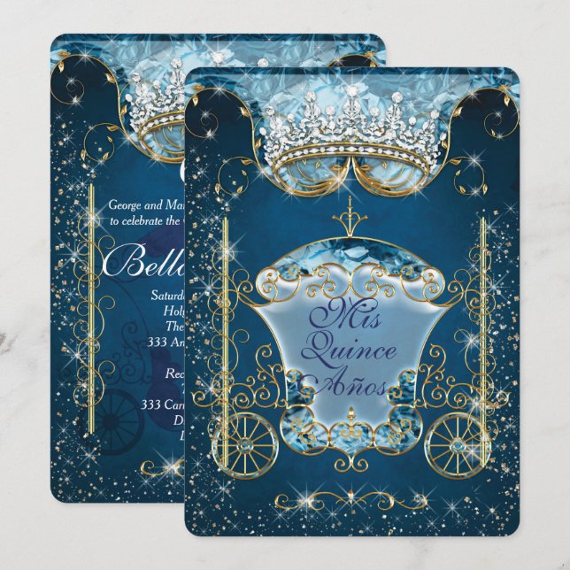 Sparkling Cinderella Style Party Invitations (Front/Back)