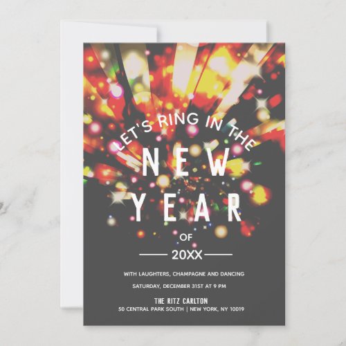 Sparkling City Night Lights New Years Eve Party Invitation