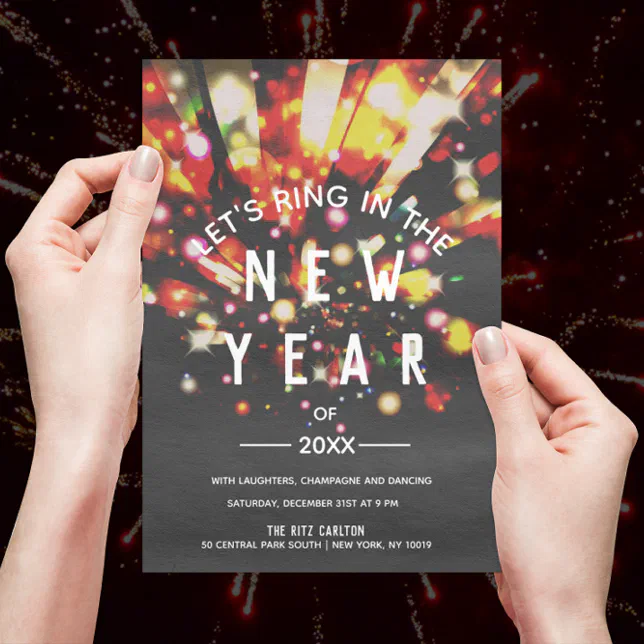 Sparkling City Night Lights New Year's Eve Party Invitation
