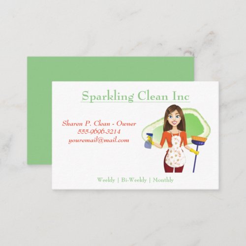 Sparkling Clean Girl House Cleaning Service Business Card